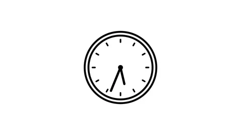 Animation wall clock on white background. Black color Clock in a 12 hours. Stock Footage 290014861