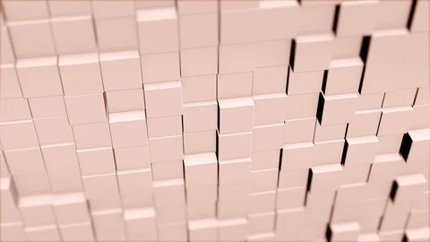 Animation of wall consisting of cubes in light pink shade moving forward and Stock Footage 124499052