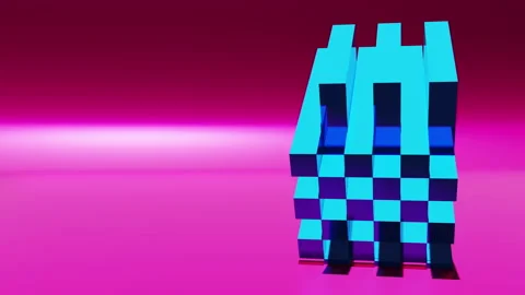 Animation wallpaper - rotating glossy cube with square elements. Futuristic Stockbeeldmateriaal 234257908