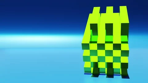 Animation wallpaper - rotating glossy cube with square elements. Futuristic Stockbeeldmateriaal 234958058