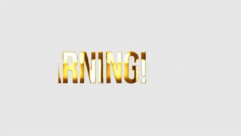 Animation of Warning cinematic trailer title golden glittering text Stock Footage 249611760