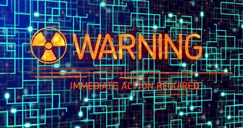 Animation of warning text over shapes Stock Footage 203840371
