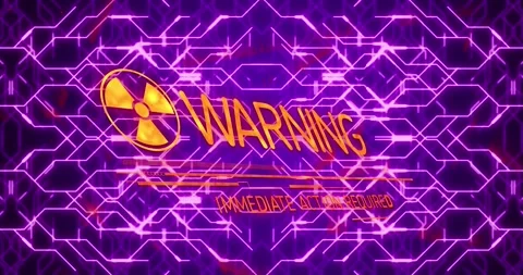Animation of warning text over shapes Stock Footage 203840422