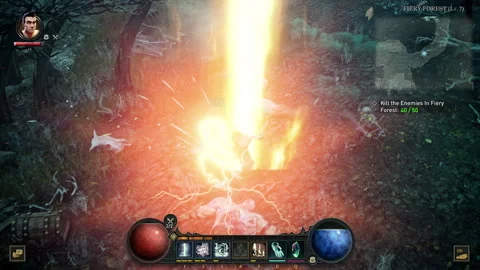 Animation of the warrior character setting on a quest in a pc video game Video stock 279239683