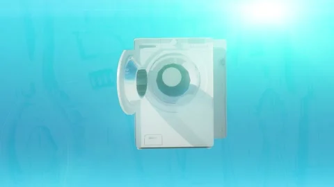 Animation of washing machine assembly and repair the concept of home applian Stock Footage 259001443