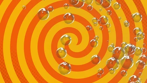 Animation of water bubbles over looping hypnotic spiral pattern Stock Footage 329421133