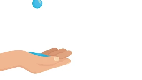 Animation of water drops falling into a human hand depicting environmental .. Stock Footage 339269354