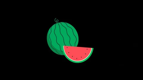 Animation watermelon on black background Stock Footage 128625964