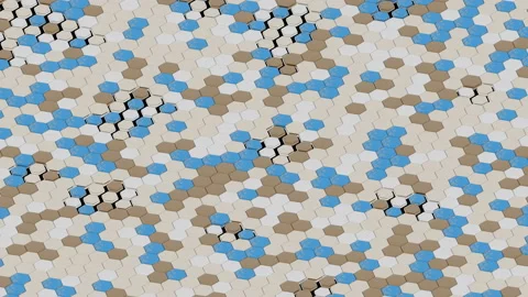 Animation of wave mosaic of colored hexagonal blocks. Random waving motion Stock Footage 118316566