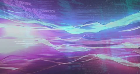 Animation of wave pattern and grid pattern over computer language in background Stock Footage 247123872