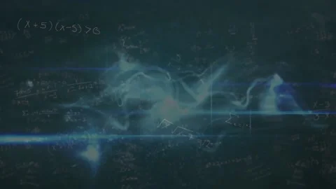 Animation of waves and math formulas on navy background Stock Footage 219086480