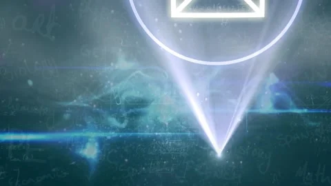 Animation of waves, data, email icon and math formulas in navy space Stock Footage 222024428