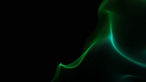 Animation of wavy glowing dots. Ufo green neon light. Sci fi background Stock Footage 112273530