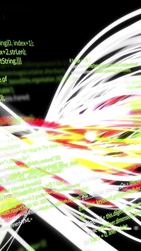 Animation of wavy lights and data processing on black background Stock Footage 323922298