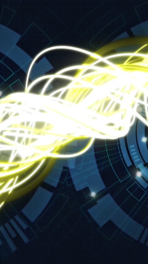 Animation of wavy lights and processing circles on black background Stock Footage 323922285