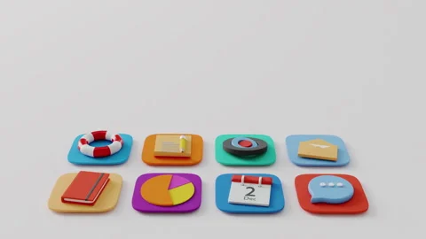 Animation web interface with 3D icons Video stock 270804373