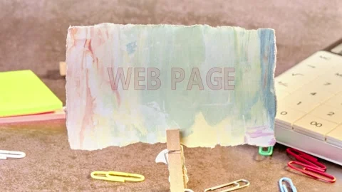 Animation of the WEB PAGE text. Colorful stationery and artistic elements Stock Footage 296804853