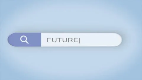 Animation of a web search. "FUTURE" Typing into Search Engine on blue background Stock Photos