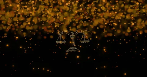 Animation of weight scale of libra zodiac sign over illuminated yellow lens Stock Footage 316218373