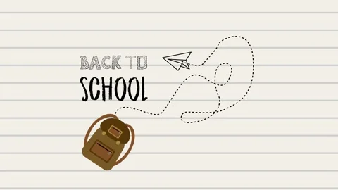 Animation of welcome back to school text banner and paper plane icon on pag.. Stock Footage 316628883