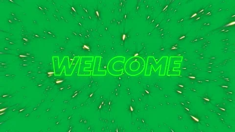 Animation of welcome text in green neon over moving starbursts on white Stock Footage 318569752