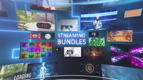 Animation where title text cable Tv replaced by streaming services bundles.  Stock Footage 248371774