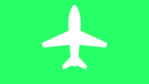 Animation white airplane isolate on green background.  Stock Footage 203160736