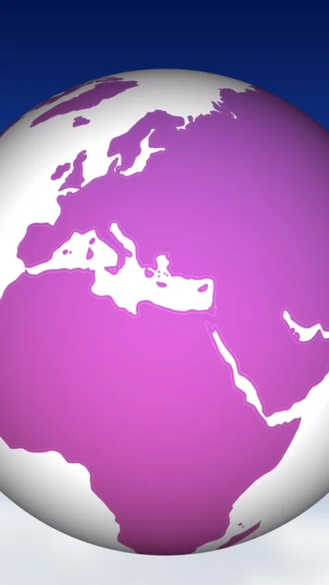 Animation of white and purple globe spinning over sky background Stock Footage 341953218