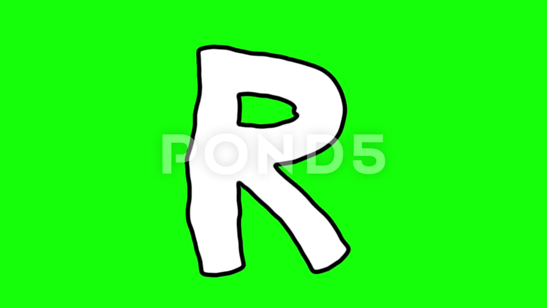 the letter r in green