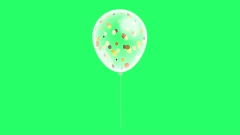 Animation white balloon floating on green screen. Stock Footage 219383156