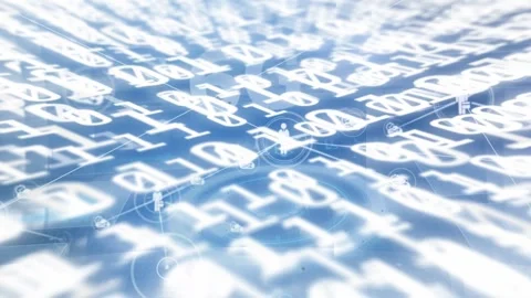 Animation of white binary code on blue background Stock Footage 325770535