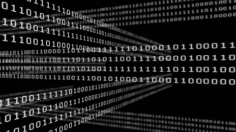 Animation of white binary code moving over black background Stock Footage 326755448