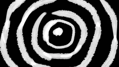 Animation of white brush stroke circles growing bigger on black background. Stock Footage 143047035