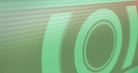 Animation of white circular scope on pink screen with interference and flashes Stock Footage 325366875