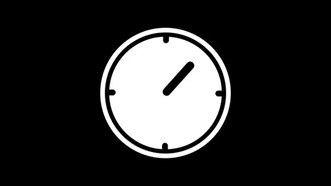 Animation White Clock Face Icon Showing Half Past Twelve On Black Backgroun.. Stock Footage 321789578