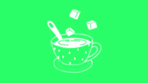 Animation white coffee cup on green background. Stock Footage 252239754