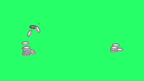 Animation white coin on green background. Stock Footage 212018856