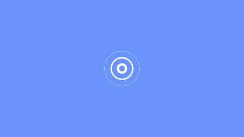 Animation White Concentric Circles Target Icon Centered on Blue Background .. Stock Footage 321855904