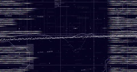 Animation of white data stream, with numeric and text data processing over grid Stock Footage 267073455