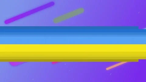 Animation of white dove peace symbol over stripes of flag of ukraine and shapes Stock Footage