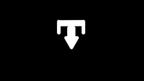 Animation White Down Arrow Icon on Black Background direction symbol Stock Footage 321738941