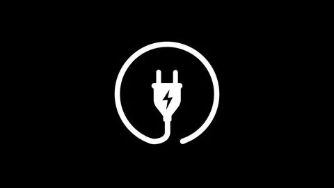Animation White electric plug icon with lightning bolt inside a circle on a.. Stock Footage 321854608