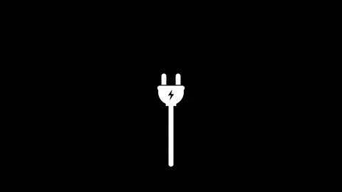 Animation White electric plug icon with lightning bolt symbol on black back.. Stock Footage 321997027