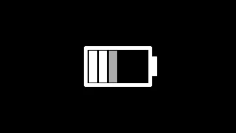 Animation White Empty Battery Icon On Black Background power energy Stock Footage 321791906