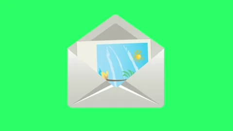 Animation white envelope on green background. Stock Footage 255954431