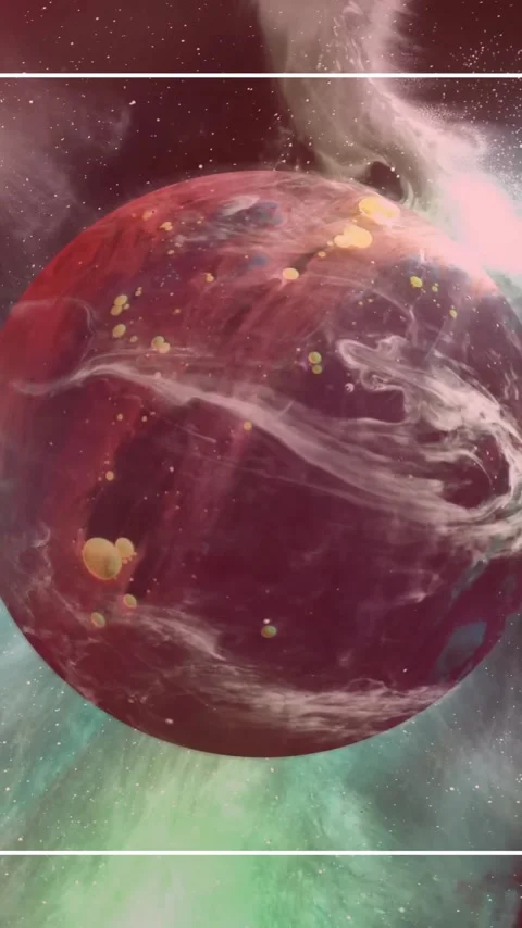 Animation of white frame over planet on sky with stars Stock Footage 323781897