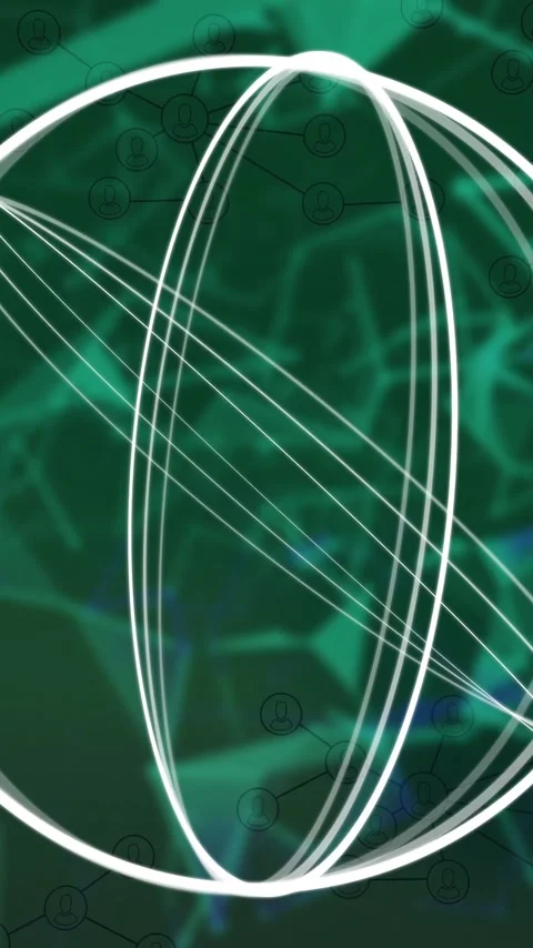 Animation of white geometric lines forming sphere over green network background Stock Footage 320160971