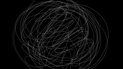 Animation of white grunge pencil scribble doodle thin lines on black background. Stock Footage 307565956