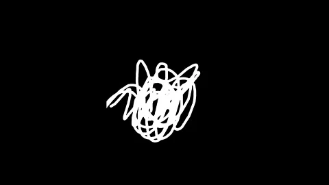 Animation white hand drawn tangle with scrawl, scribble, circles on black. Vídeo Stock 203215952