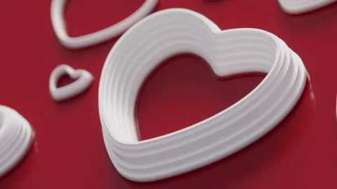 Animation of white hearts moving randomly on a red background Stock-Footage 265734629